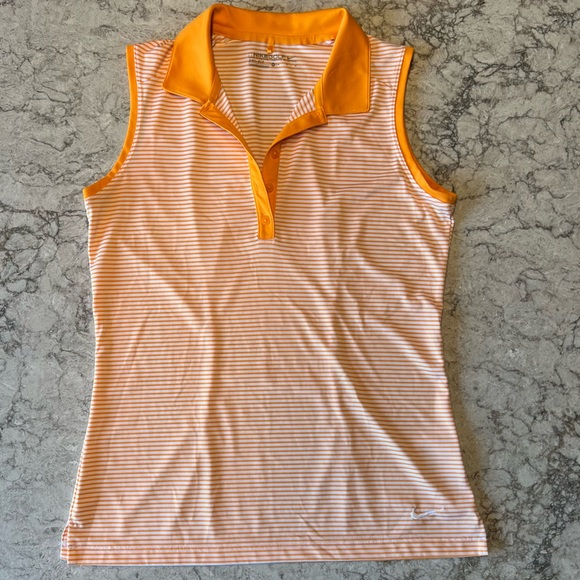 Nike Tops - Nike Golf Orange and White Stripe Dry-Fit Top -Size Medium